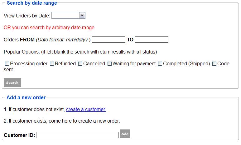 Search orders by data and criteria